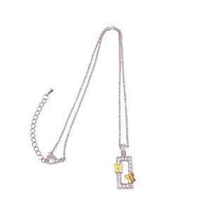 Mixed Metal Butterfly Cubic Zirconia Pendant Necklace
